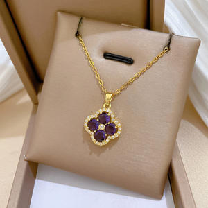 Collares de Moda con Cadenas, Collar con Diamantes Completos en Forma de Flor, Micro Conjunto de Diamantes, Collar con Colgante - Product Image 5