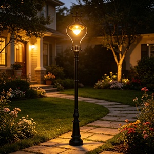 Lampe de jardin rétro IP65 à source LED, en aluminium et fonte, pour villa, parc, éclairage paysager LED - Product Image 6