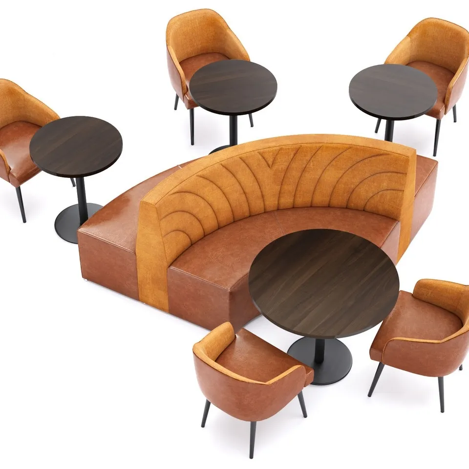 UPTOP custom color commercial modern booth seating cafe dining sets leather sofa modern restaurant furniture set