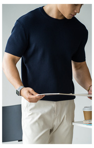 Camiseta de Verano para Hombre, Cuello Redondo, Manga Corta, Tejido de Punto, Alta Calidad, Transpirable, Secado Rápido, Casual, Lisa, Corte Regular, Color Sólido, para Actividades al Aire Libre - Product Image 6