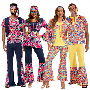 Conjuntos de Disfraces de Pareja para Carnaval, Estilo Retro Hippie Disco de los 70, Unisex para Adultos - Product Image 1