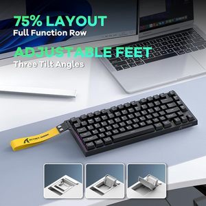 Bàn phím cơ học có dây ATTACK SHARK R82 HE 75% 8000Hz, hỗ trợ hot-swap, độ chính xác 0.005mm RT, switch từ tính, độ trễ 0.08ms, đèn RGB - Product Image 6