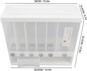 <b>Kitchen</b> <b>Storage</b> Organizer Cereal Dry Food Container Wall Mounted Grain <b>Storage</b> <b>Box</b> Rice Dispenser 6 Grids - Product Image 4