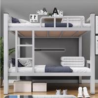 Lit superposé en acier en gros pour dortoir, lit double en métal durable avec barrière de sécurité pour camp de travailleurs et appartement