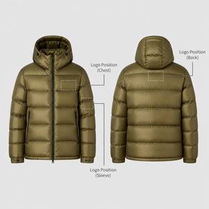 Veste matelassée pour homme, couleur olive, à capuche, imperméable, coupe-vent, veste <span class=keywords><strong>d</strong></span>'hiver, logo personnalisé OEM, vente en gros, fermeture éclair YKK, veste en <span class=keywords><strong>duvet</strong></span> pour homme - Product Image 4