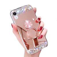 Nouvelle coque de téléphone de luxe avec anneau de diamant Bling support miroir pour Oppo K5 K9 R9 R9S R11 R11S R15 R15X R17 K7X Pro Plus
