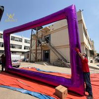 Cadre photo gonflable carré violet métallisé personnalisé, toile de fond pop-up pour centre commercial, ornement d'entrée pour fête de mariage