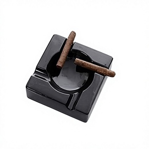 Cenicero de forma cuadrada de la más alta calidad Cenicero de cigarro de color negro de mármol hecho a mano del fabricante en la India - Product Image 1