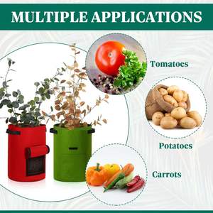 Sacs de culture pour pommes de terre de 5 à 40 gallons avec couvercles rabattables, en tissu feutre PP avec fenêtre en tissu, pour la récolte de patates douces, pots, jardinières, seaux à plantes - Product Image 2