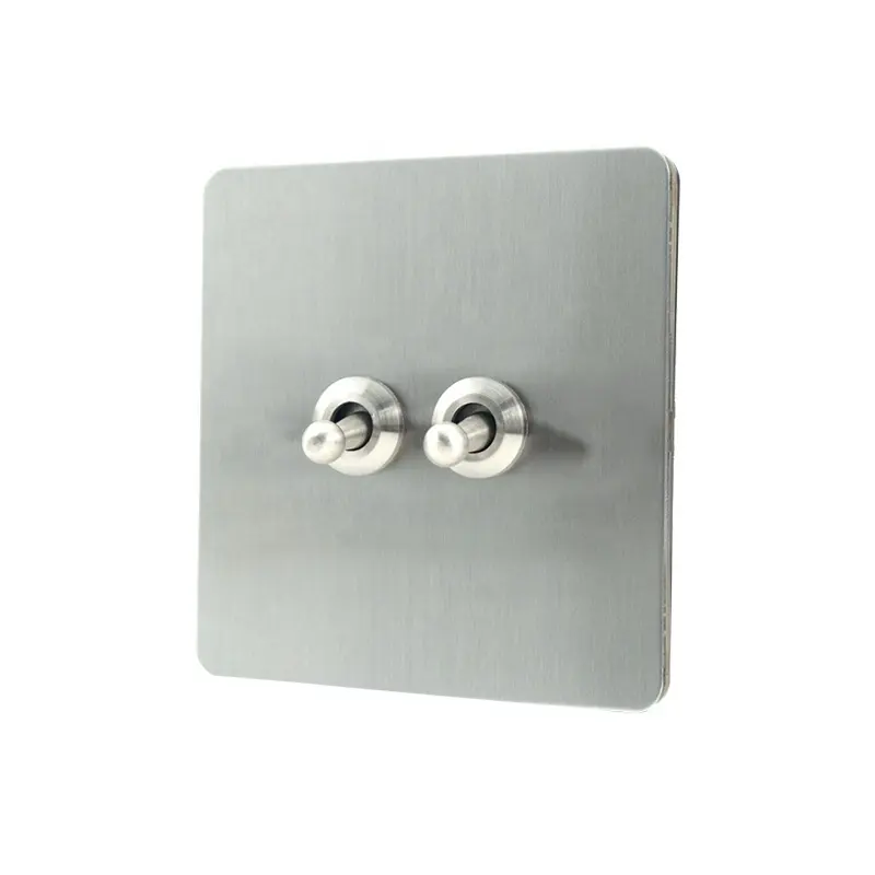 220v 2way 10a Silver Electrical Outlets Sockets For Home Nickel Brushed Panel Wall Switches Toggle Switch Light Switches