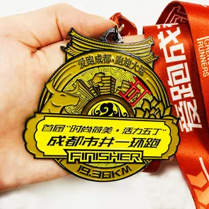 Mükemmel kalite özel metalik çalışan madalya maraton spor olay yumuşak emaye madalyonlar üreticisi için özel madalya