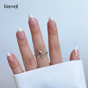 Easywell – <span class=keywords><strong>Faux</strong></span> ongles <span class=keywords><strong>en</strong></span> <span class=keywords><strong>gel</strong></span> souple blancs courts, style French, autocollants, 30 pièces, à presser – Nouveauté très prisée - Product Image 1