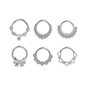 Gioielli per il Corpo in Acciaio Inossidabile all'Ingrosso, Clicker Septum con Diamanti e Zirconi per Piercing al Naso e alle Orecchie, Ideali per Regali di Matrimonio - Product Image 1