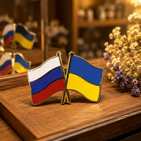 Pin de Solapa Esmaltado de Bandera Cruzada Rusia-Ucrania, Broche de Metal Dorado, Regalo Diplomático de Comercio para Negocios, Venta al por Mayor