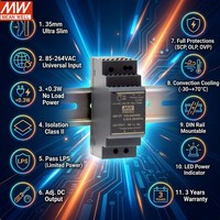 Alimentation électrique Mean Well HDR-30-15 ultra-mince à sortie unique AC DC 15V 2A 30W, alimentation électrique à montage sur rail DIN, usage industriel