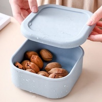 Herbruikbare siliconen kinderveilige BPA-vrije lekvrije voedselbewaarbox, vierkante fruit- en snackdoos met siliconen deksels