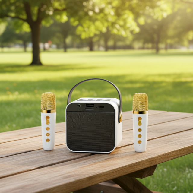 Kids Karaoke Speaker ZX01 for 5.3 6W RGB LED Lights Built-in Dual Microphone Battery Powered Outdoor Use USB Type-C