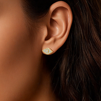 Bijoux personnalisés style hip-hop, cadeaux pour femme, boucles d'oreilles Hamsa en or 14 carats avec moissanite œil de dieu creux