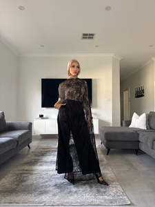 Abaya <span class=keywords><strong>longue</strong></span> en dentelle délicate sur mesure Loriya, vêtements islamiques, robes Abaya de Dubaï, Abaya de luxe pour femmes - Product Image 2
