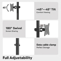 Support d'écran métallique - Fixation sur bureau - Double support - Vertical - Jusqu'à 32 pouces - VESA 75 & 100 - Bras de support d'écran pivotant à 360 degrés