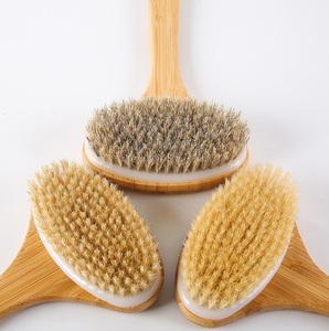 Brosse sèche pour le corps à long manche en poils de sanglier en <span class=keywords><strong>bambou</strong></span> éco-certifié brosses de douche de bain imite la circulation sanguine - Product Image 1