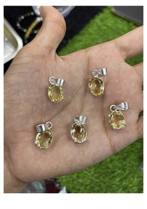 จี้พลอยซิทรินทรงรีจากผู้ส่งออกชาวอินเดีย, พลอยแท้เจียระไนและขัดเงา, สไตล์โบฮีเมียน, สำหรับฤดูร้อน, สร้อยคอสำหรับใส่ไปชายหาด - Product Image 2