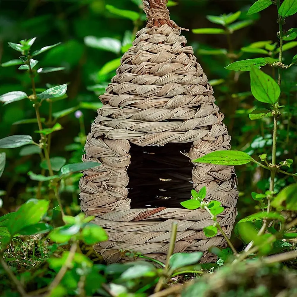 鳥のための2つの草の鳥の巣のペットハウスと家具のパック