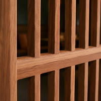 Paravent de séparation de pièce en bois à lattes géométriques modernes sur mesure, du sol au plafond, panneau décoratif pour hôtel, restaurant