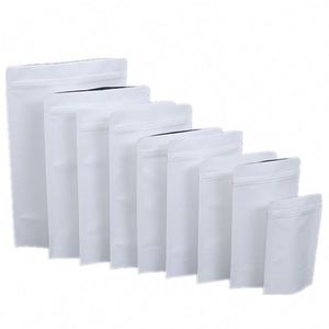 Papier refermable pour sac à café plat en kraft blanc avec fermeture éclair 15X21cm Pack promotionnel - Product Image 2