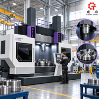 Tour vertical CNC à double colonne avec table rotative, broche et guide linéaire pour usinage industriel (US/EU)
