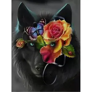 Broca completa Diy 5d Kits De Pintura Diamante Lobo Animal e Flor Borboleta Diamante Bordado Pinturas Wall Art