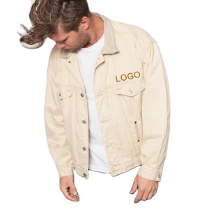 Giacca <span class=keywords><strong>Jeans</strong></span> da <span class=keywords><strong>uomo</strong></span> Beige personalizzata giacca da <span class=keywords><strong>uomo</strong></span> stile Streetwear cappotto 100% cotone Casual giacche <span class=keywords><strong>in</strong></span> Denim da <span class=keywords><strong>uomo</strong></span> - Product Image 1