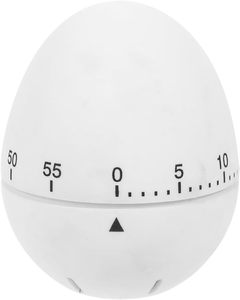 Minuterie de compte à rebours de cuisine blanche portable en forme d'oeuf minuterie de rotation mécanique pour la cuisson manuelle cuisson à la maison friture en plastique - Product Image 1