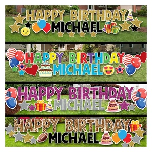 Tanda Halaman kartu rumput plastik selamat ulang tahun kustom DENGAN pasak dan huruf - Product Image 1