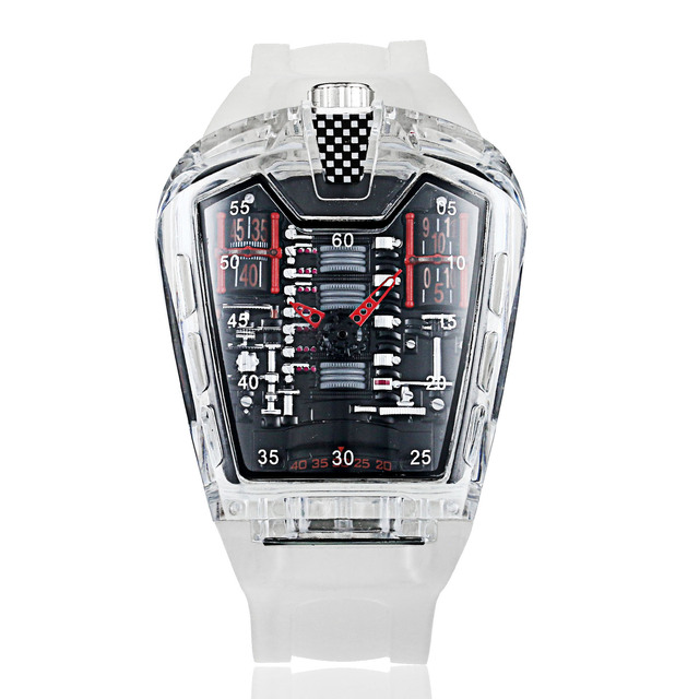 Trendy Unique Transparent Silicone Jacob Bugatti Luxury Quartz 45mm Dial Alloy Wholesale Men's Sports Reloj Watch for Men