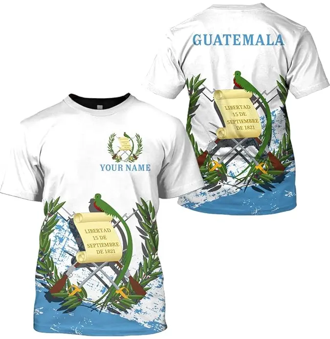 Últimas camisas de hombre Unisex Guatemala estampado gráfico moda camisetas para adultos adolescentes novedad Casual camisetas personalizadas su nombre