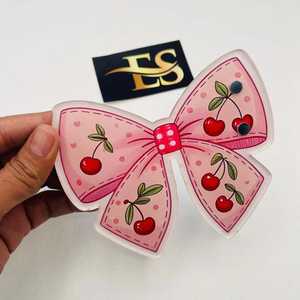 Support à cils en acrylique Cherry Bow Love Lash, instrument de beauté, motif nœud imprimé mignon, support à cils esthétique rose pastel, service OEM - Product Image 2