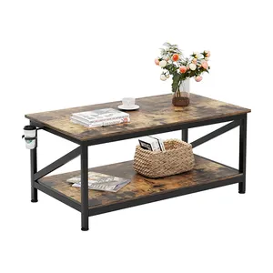 독특한 디자인의 악센트 테이블 거실 커피 테이블 끝 테이블 금속 다리 보관 선반