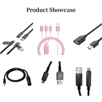 DM Cetakan Pribadi 2 Dalam 1 180 °   Kabel Pengisian Cepat USB A Tipe C iOS PD yang Dapat Diputar, Kabel Data LED Berbahan Nilon Kepang, Logo dan Warna Dapat Disesuaikan