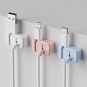 Cable Organizer <b>Clip</b> Holder Rectangle <b>Hook</b> Type Desktop Storage Durable Charging Cable Management Accessory - Product Image 1