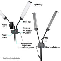 Lampe LED à double bras pour salon de beauté améliore l'éclairage photographique des extensions de cils pour une utilisation vidéo et téléphonique