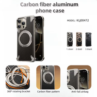 New Design Non-Slip Sides Blackwoven Carbon Fiber With Ring Holder 360 Degree Rotating Phone Holder for IPhone 16 Pro Max