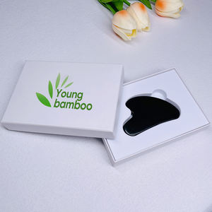 100% Natural Gemstone Custom Rose Quartz Black Obsidian Facial Body Massage Guasha - Product Image 1