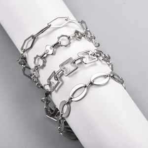 Pulsera Geométrica de Acero Inoxidable para Hombre y Mujer, Estilo Hip Hop, Rock, Punk, Color Plateado, Tobillera, Brazalete, Joyería Metálica - Product Image 3