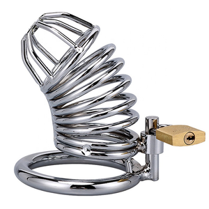 Acero inoxidable Bondage Lock Pene Juguete sexual Dispositivos de castidad masculina Jaulas de acero para pene con candado Jaulas de castidad - Product Image 1