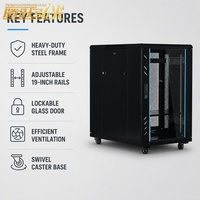 Armoire serveur sur pied 1000*600*1000mm en acier laminé à froid, coffret pour équipement de données, porte en verre trempé, roulettes mobiles