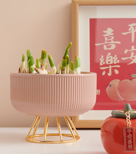 Pot de fleurs moderne de luxe en béton Pot de fleurs en métal noir avec contremarche décorative Pot de plantes en ciment avec présentoir décoratif - Product Image 2