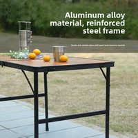 Table pliante Hantai HT-64741 en alliage d'aluminium, motif bois, légère, durable, portable pour camping, barbecue, repas en extérieur