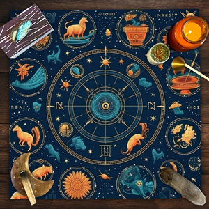 Alta calidad 49*49cm terciopelo sol Luna estrella brujería alterar <span class=keywords><strong>Tarot</strong></span> rueda pagana tentáculo Triquetra <span class=keywords><strong>Tarot</strong></span> mantel Mat - Product Image 5
