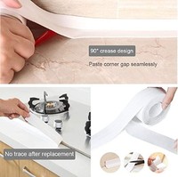 Bande d'étanchéité adhésive double face en PVC acrylique blanche pour coins de baignoire, fentes d'évier et joints anti-moisissures pour cuisine et salle de bain